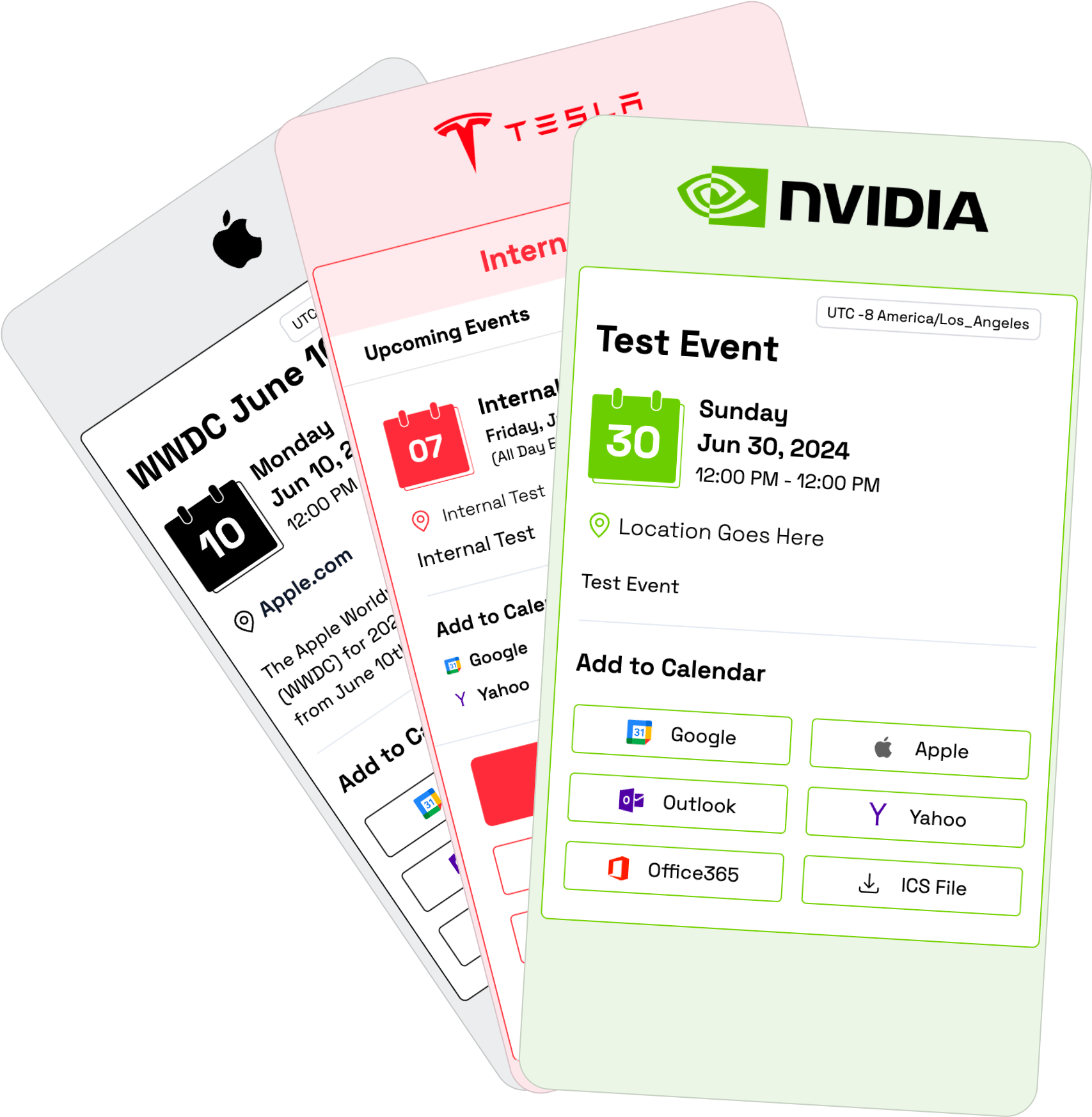 custom page design for add to calendar